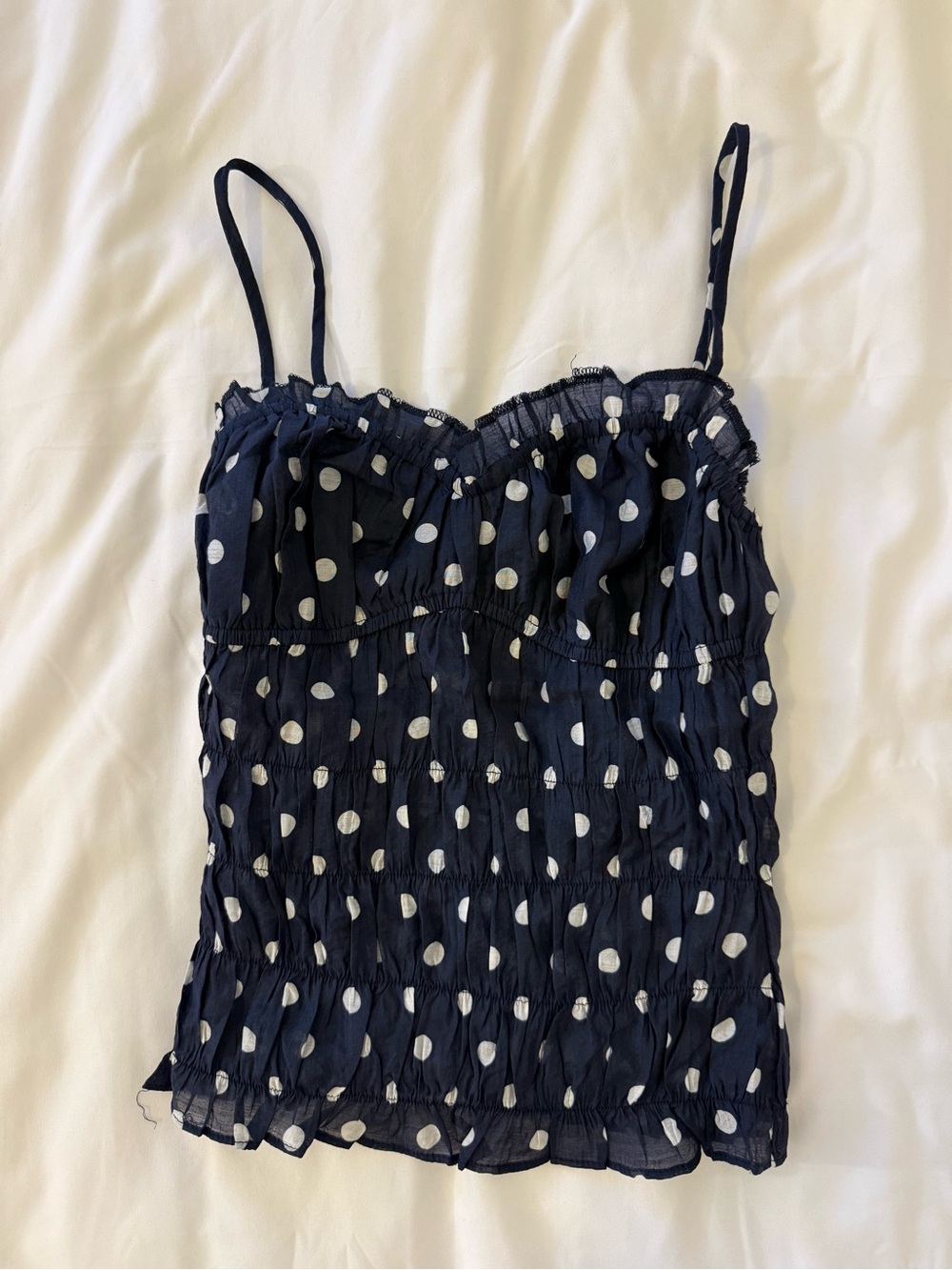 Navy polka dot tank top